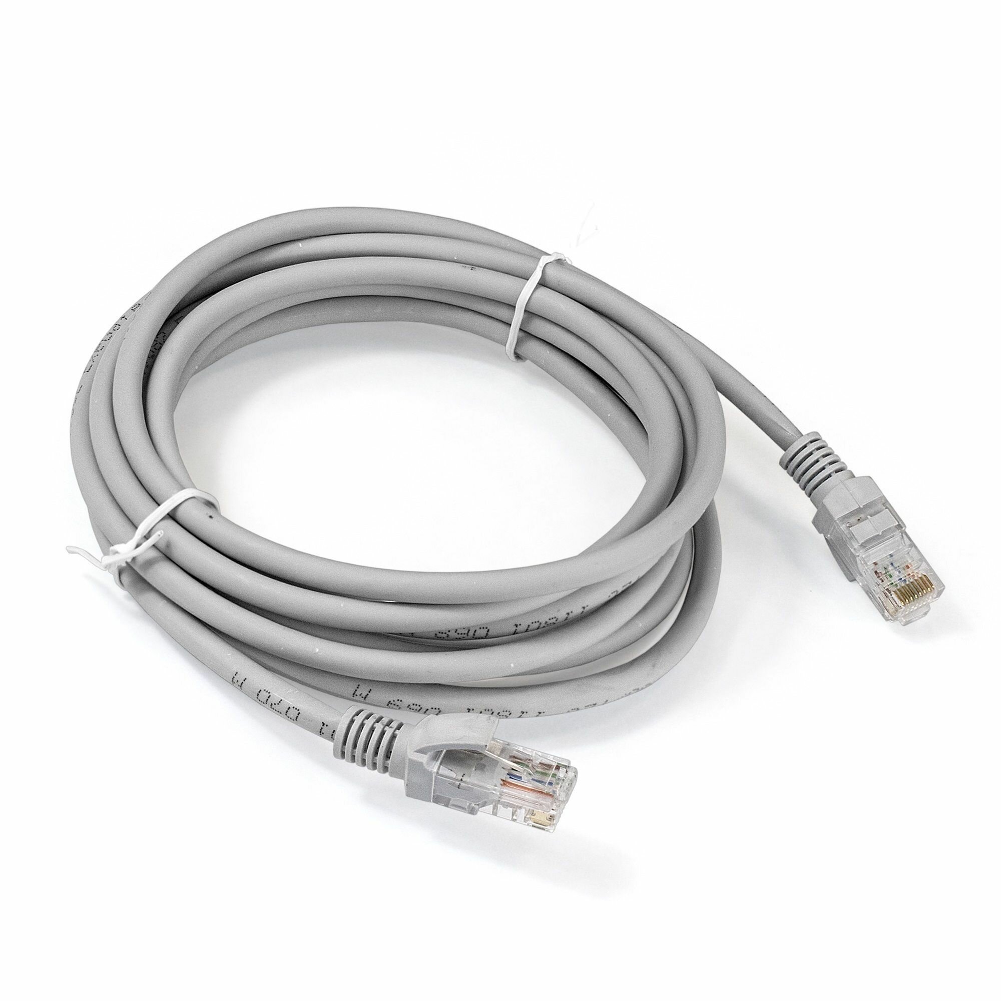фото Кабель для интернет соединения патч-корд 3 метра, интернет кабель RJ45 8P8C, 5E, ПВХ, серый, UTP
