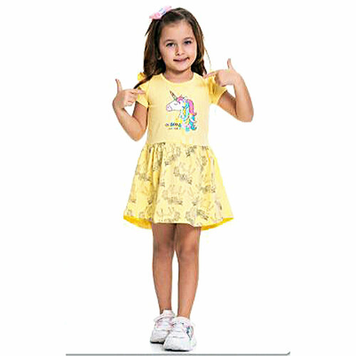 фото Платье pop fashion girls, хлопок, нарядное, размер 110, желтый