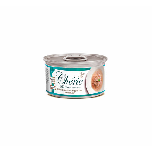 Pettric Cherie Flaked Yellowfin Mix влажный корм для кошек с тунцом в подливе - 80 г pettric консервы cherie тунец с лососем в подливе flaked yellowfin mix skipjack tuna with wild salmon entrees in gravy 80 г