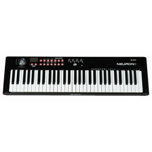 Neuron 6 Black MIDI-клавиатура USB фортепианного типа, 61 клавиша, джойстик, фейдер, 14 кнопок с MIDI функциями, 20 ячеек памяти, питание USB 2.0. Цвет чёрный черный