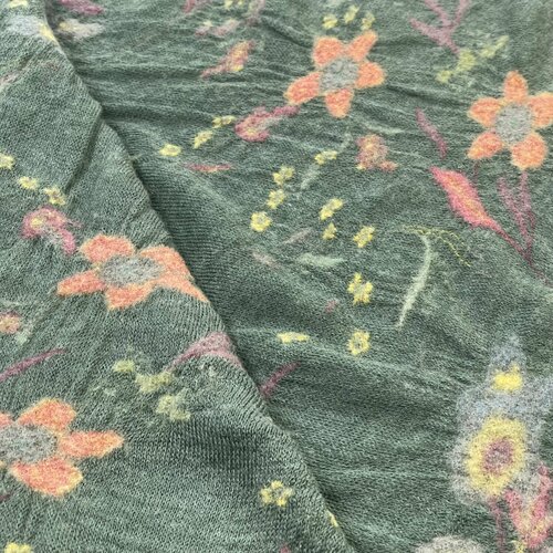Ткань Трикотаж Принт Шерсть. Состав шерсть 75% акрил 10% ангора 15% ширина 110 см. Италия.