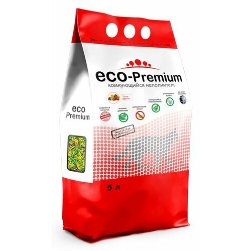 Наполнитель для кошачьих туалетов ECO PREMIUM Тутти-фрутти древесный комкующийся с ароматом Фруктов и ягод 1,9 кг 5 л