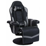 Кресло геймерское CACTUS CS-CHR-GS200BLG черный/серый сиденье черный/серый эко. кожа металл черный подст - изображение