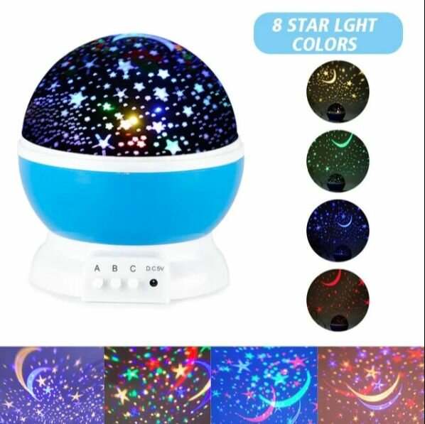 Ночник проектор звездное небо для детей вращающийся подарок, голубой - фотография № 5