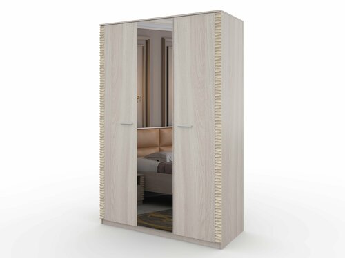 Шкаф трехдверный с зеркалом в спальню / гостинную, Тиффани СВ-518