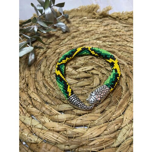 фото Плетеный браслет, 1 шт., размер 20 см, размер xl, зеленый, черный little shop18