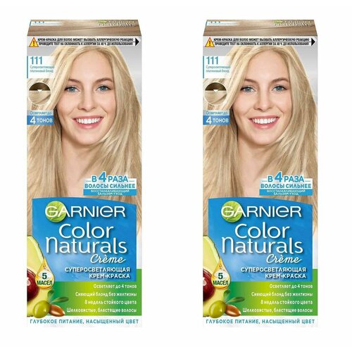 Garnier Краска для волос Color Naturals, тон 111 Супер осветляющий платиновый блонд, 110 мл - 2 шт