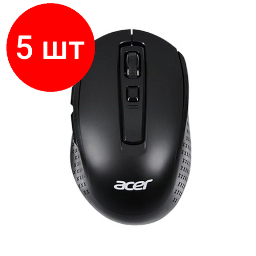 Комплект 5 штук, Мышь компьютерная Acer OMR060, черный беспроводная мышь acer omr060 черный