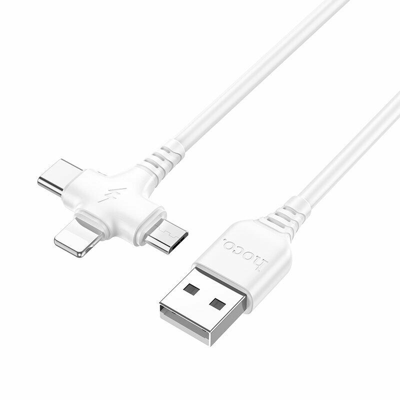 Кабель 3 в 1(MicroUSB/Ligthning/Type-c) Hoco X77 1m белый