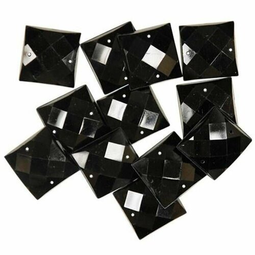 Декоративные элементы для рукоделия - Черные квадраты, из пластика, 1 упаковка