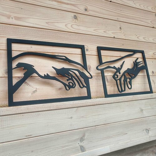 Интерьерное панно на стену черный цвет (2 части 50х45см)