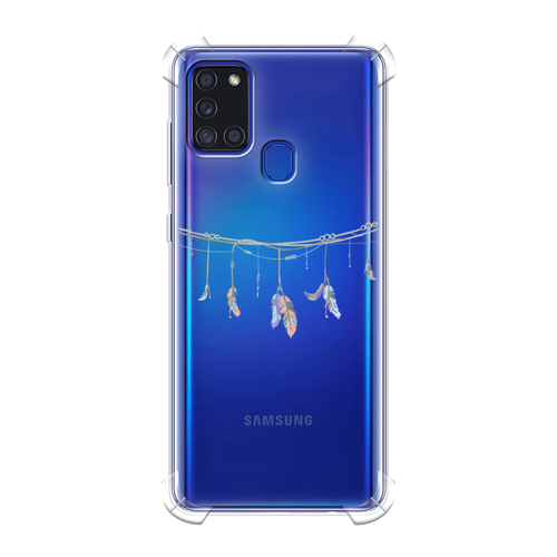 Противоударный силиконовый чехол на Samsung Galaxy A21s / Самсунг Галакси A21s с рисунком Перышки на веревке противоударный силиконовый чехол перышки на веревке на samsung galaxy s9 самсунг галакси с9