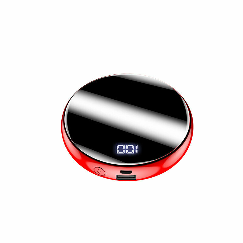 Внешний аккумулятор повербанк 20000мА Power Bank круглый черное зеркало с красным Compact