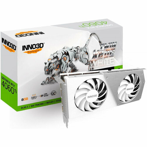 Видеокарта Inno3D GeForce RTX 4060 TWIN X2 OC WHITE 1830MHz PCI-E 8192Mb 17000MHz 128-bit HDMI 3xDP N40602-08D6X-173051W