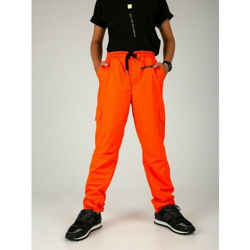 фото Брюки nikki bambino брюки демисезонные мембранные ветрозащитные водонепроницаемые, размер 134, оранжевый