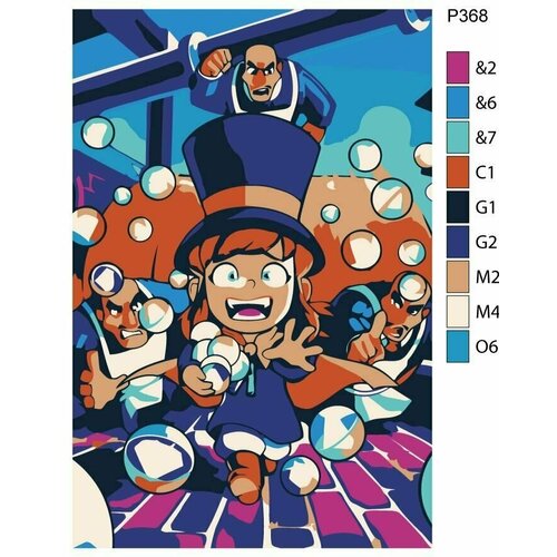 Детская картина по номерам P368 Игра A HAT IN TIME (Шляпа Времени). Шляподевочка (Hat Kid) 20x30