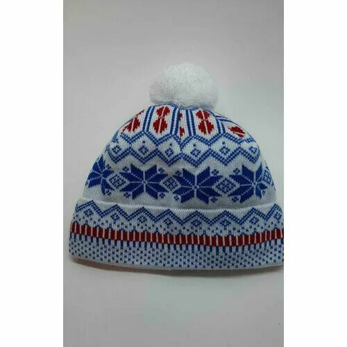фото Шапка , размер 56/58, синий, белый svm