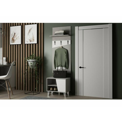 Прихожая 4 Серия 4, бетон каменный/белый