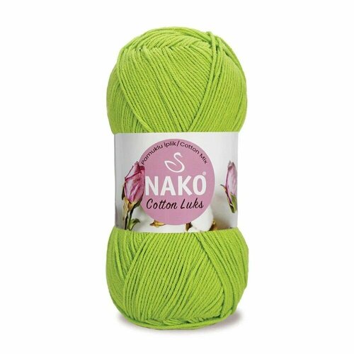 Пряжа Cotton Luks Nako, яркий салат - 97567, 60% хлопок, 40% акрил, 5 мотков, 100 г, 330 м.