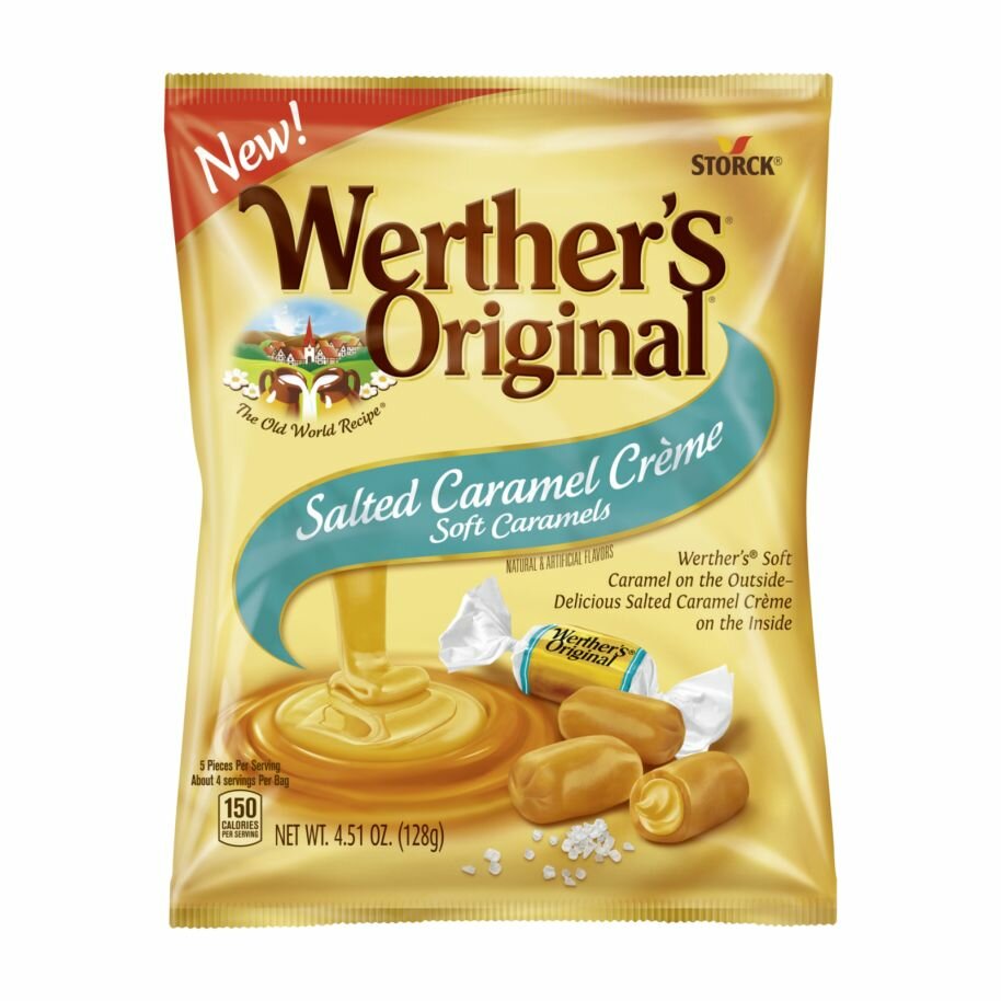 Конфеты Werther's Soft Caramels Salted Caramel Cream, мягкая соленая карамель, 125 г (из Финляндии)