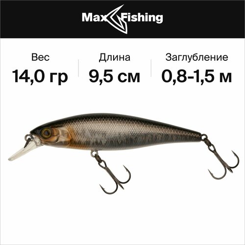 Воблер Jackall Squad Minnow 95 9,5см. 14гр. hl silver & black до 1,5м. suspending