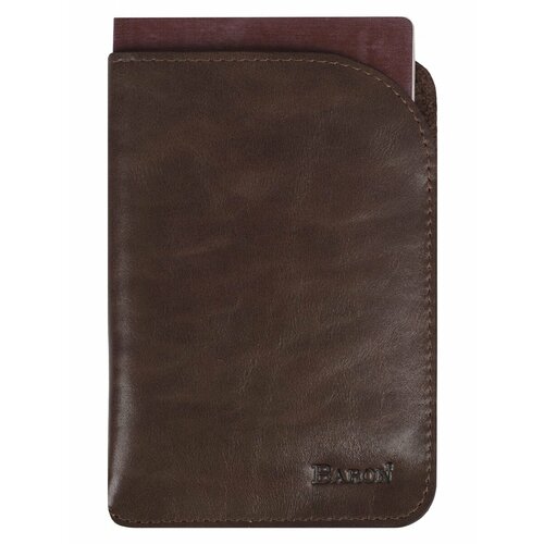 фото Обложка-карман для паспорта baron обложка в стиле минимализм 0-277, коричневый