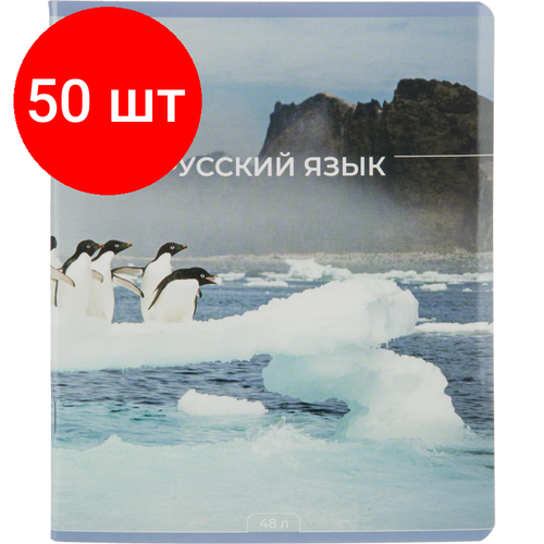 Комплект 50 штук, Тетрадь предметная 48л А5 линия, №1 School -Мир Знаний- русский язык