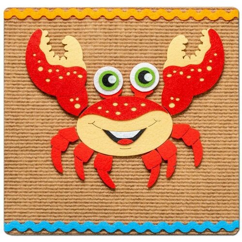 Коврик-пазл Smile Decor Краб, развивающая игра из фетра на липучках развивающая игра из фетра на липучках smile decor наряди куклы алина