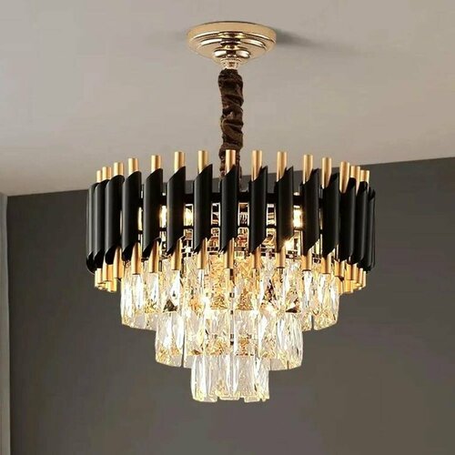 Люстра подвесная хрустальная с регулировкой высоты 99001-400(BKGD)