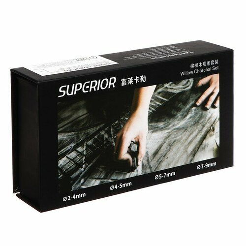 Superior Уголь натуральный 25шт+25шт+18шт+15шт, черный, длина-7-8 см в картонной коробке
