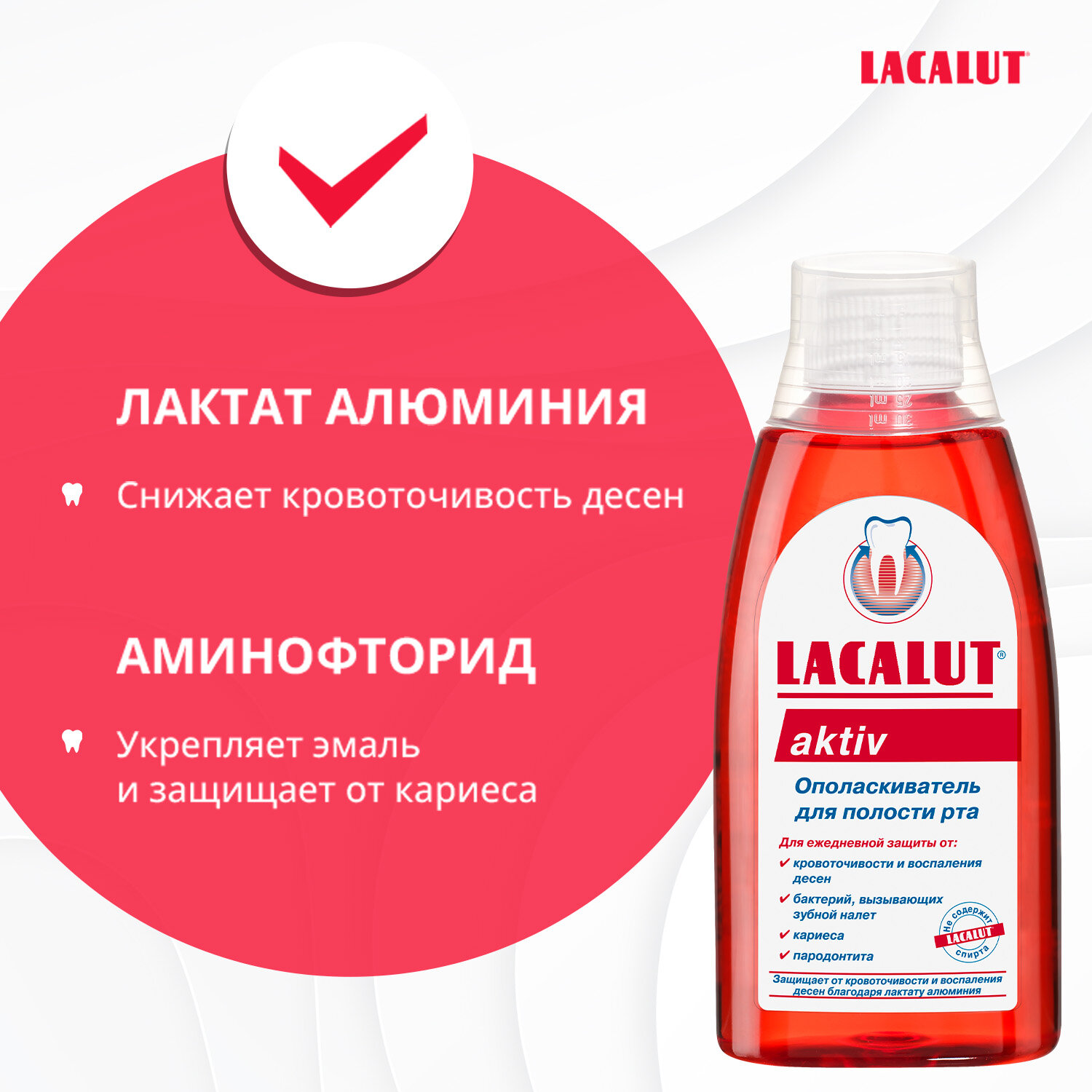 Промо-набор Lacalut aktiv зубная паста, 75 мл+Lacalut aktiv ополаскиватель для полости рта, 50мл