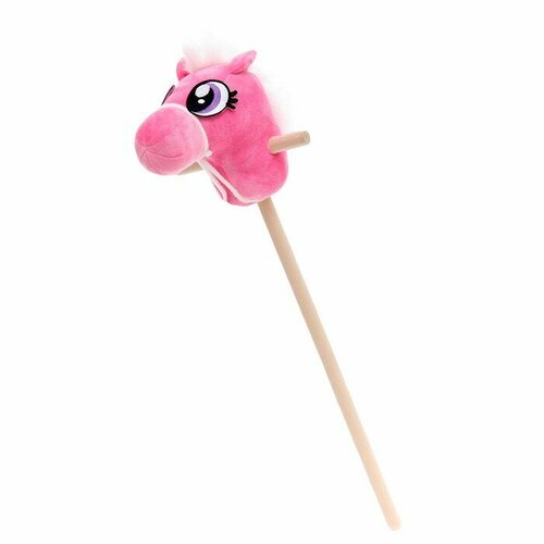 Мягкая игрушка «Конь — скакун», на палке, цвет розовый мягкая игрушка конь скакун на палке цвет синий теропром 9519492