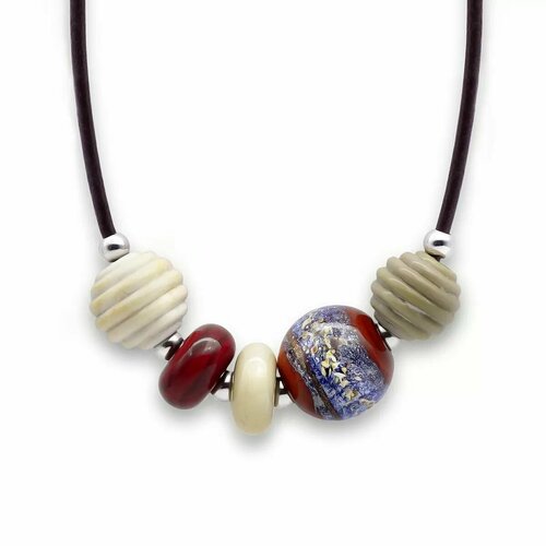 Колье Vloes Imagination, муранское стекло, стекло, длина 43 см, бежевый, красный