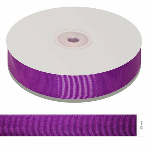 Лента репсовая в рубчик 25 мм фиолетовая А5-077, упак. 45 м