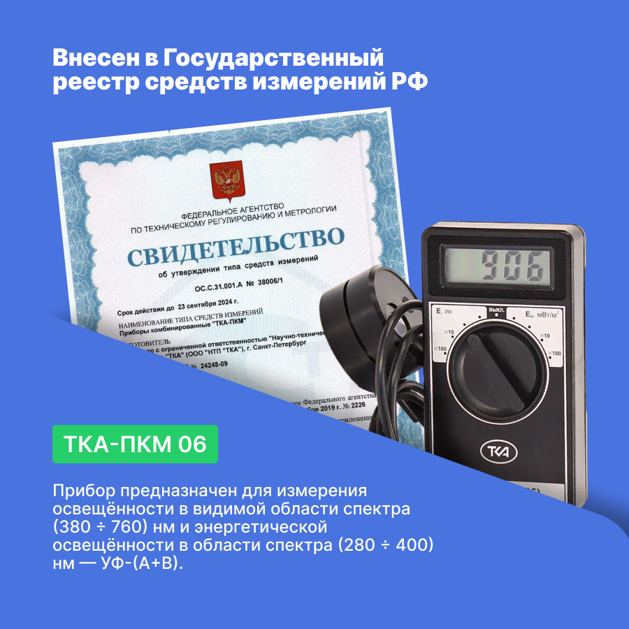 Люксметры ТКА-ПКМ 06 Люксметр+УФ-радиометр (старое наименование ТКА 01/3) с поверкой