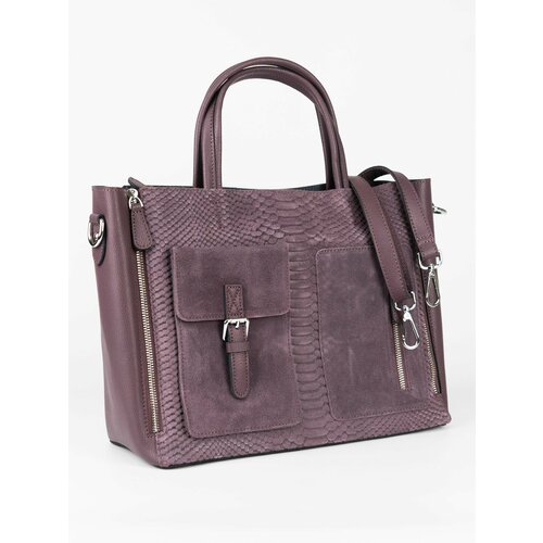 Сумка тоут , фактура под рептилию, сиреневый