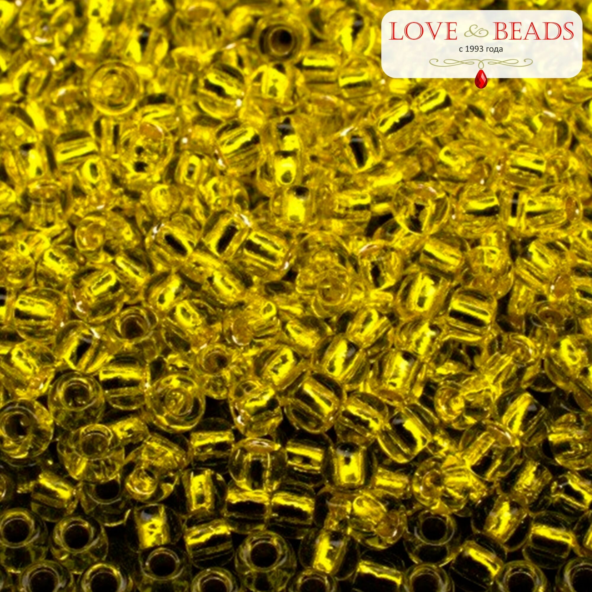 Бисер тоно японский круглый 11/0 5 гр. цвет № tr-11-32 лимон серебряная линия внутри