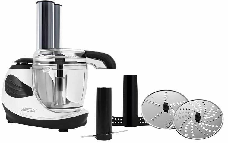 Кухонный комбайн Aresa AR-1706, 350 Вт, 0.35 л, с насадками, белый/черный