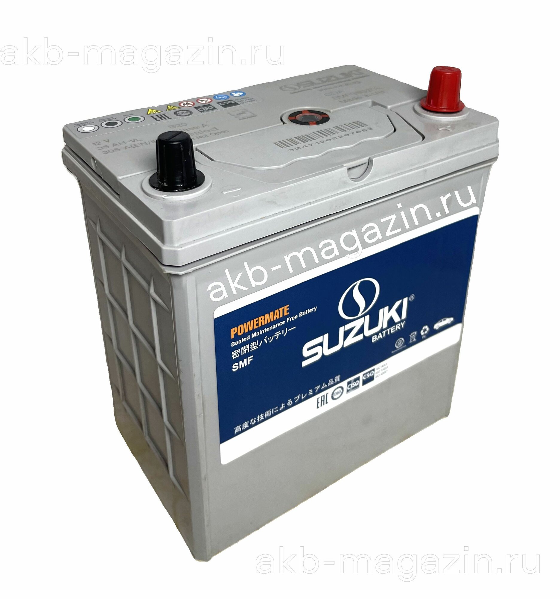 Автомобильный аккумулятор премиум класса SUZUKI 6СТ-35 Ah (35B20L) тонк. кл, обрат. пол.