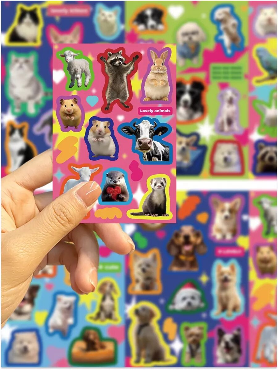 Наклейки для детей с котиками, собачками — фото 1