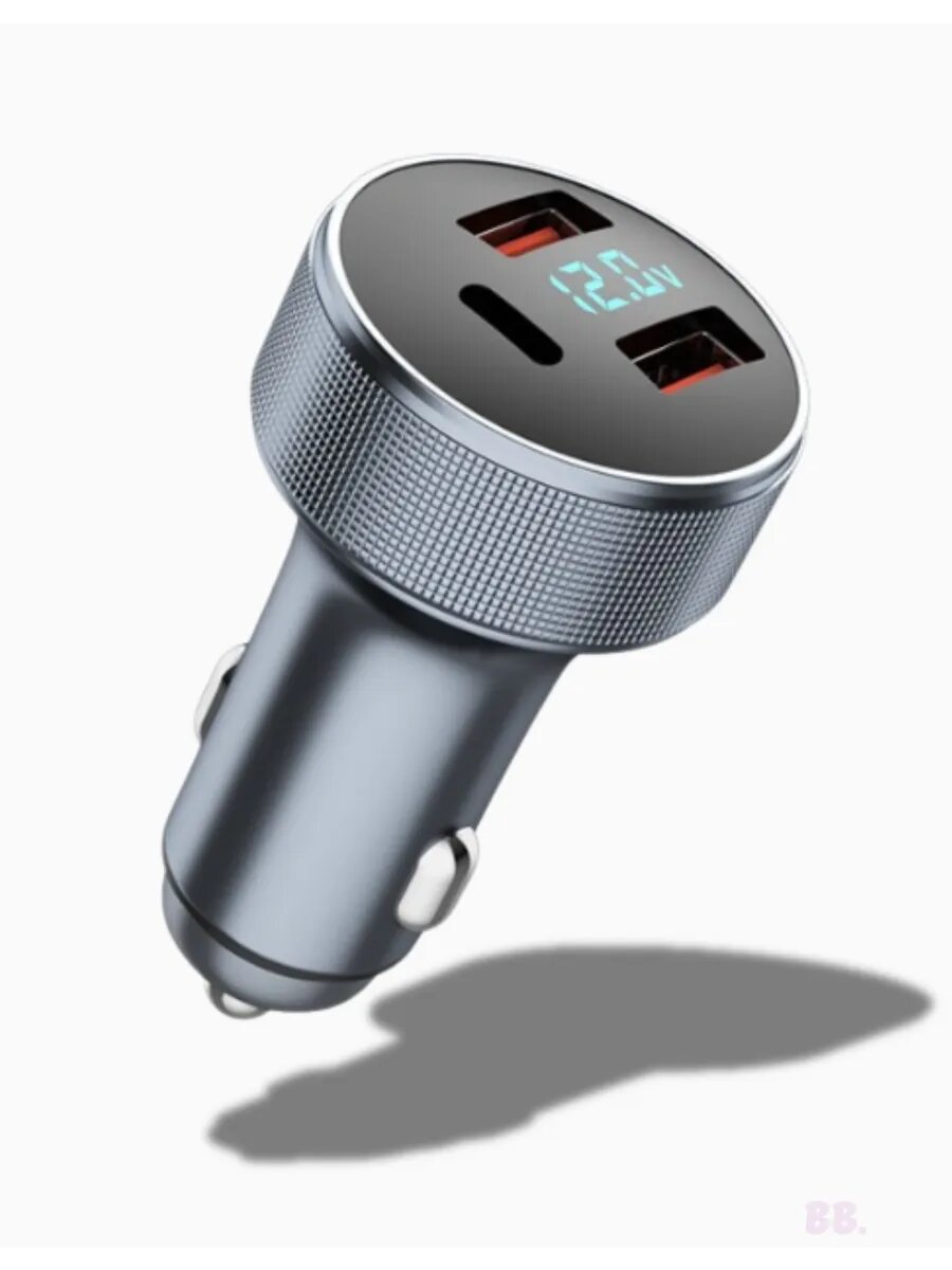 Быстрое автомобильное зарядное устройство 58.5W, Type-C + USB, PD/QC 3.0, в прикуриватель — фото 1