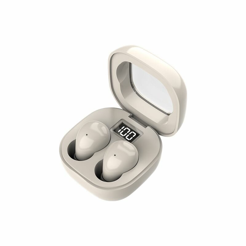 Гарнитура bluetooth для телефона с микрофоном и зарядным кейсом / Шумоподавление / 4-8 часов работы MINI Type-C бежевый — фото 1