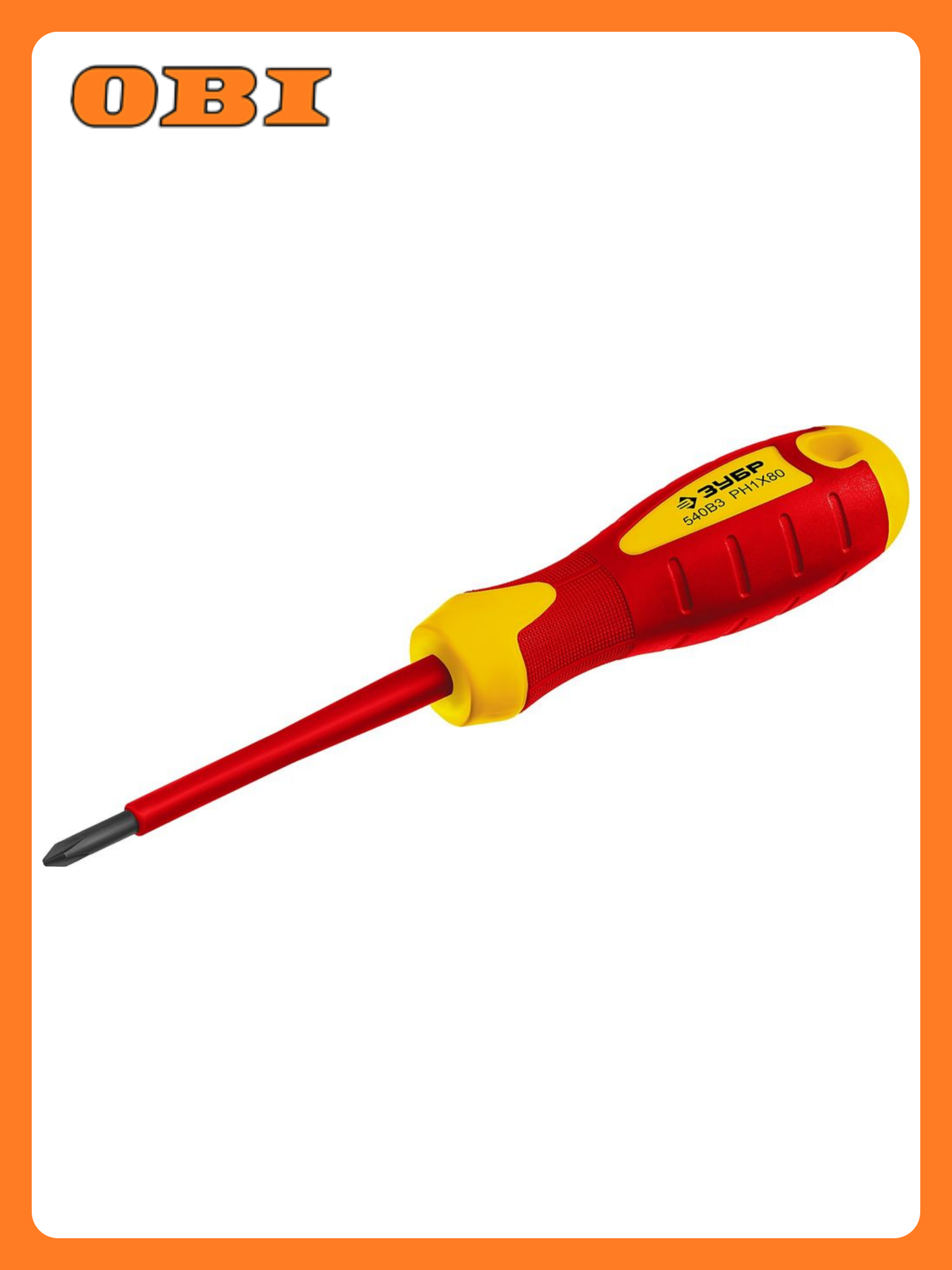 Отвертка ЗУБР диэлектрическая крестообразная хромованадиевая сталь 80мм