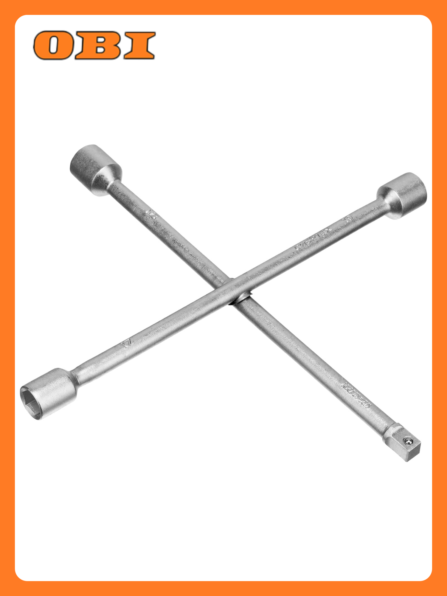 Ключ баллонный автомобильный СИБРТЕХ крестообразный 17; 19; 21; 1/2"