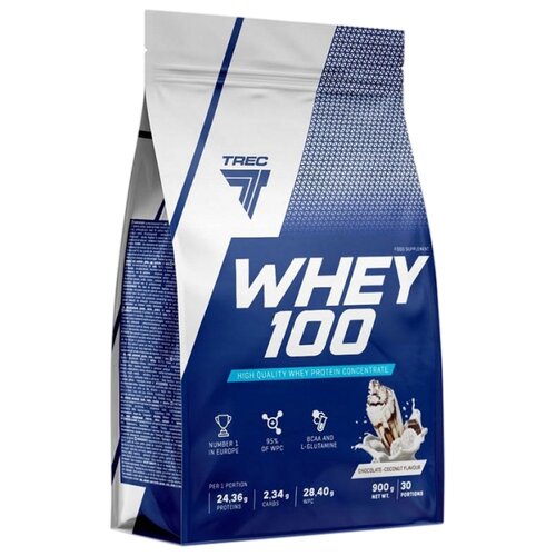 Протеин Trec Nutrition Whey 100, 900 гр., шоколад-кокос