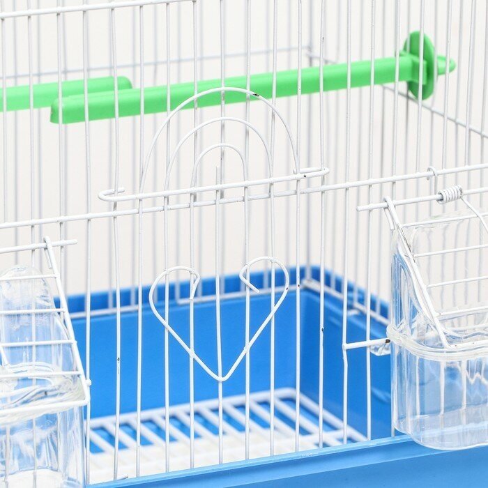 Клетка для птиц фигурная укомплектованная, 30 х 23 х 39 см, синяя - фотография № 3