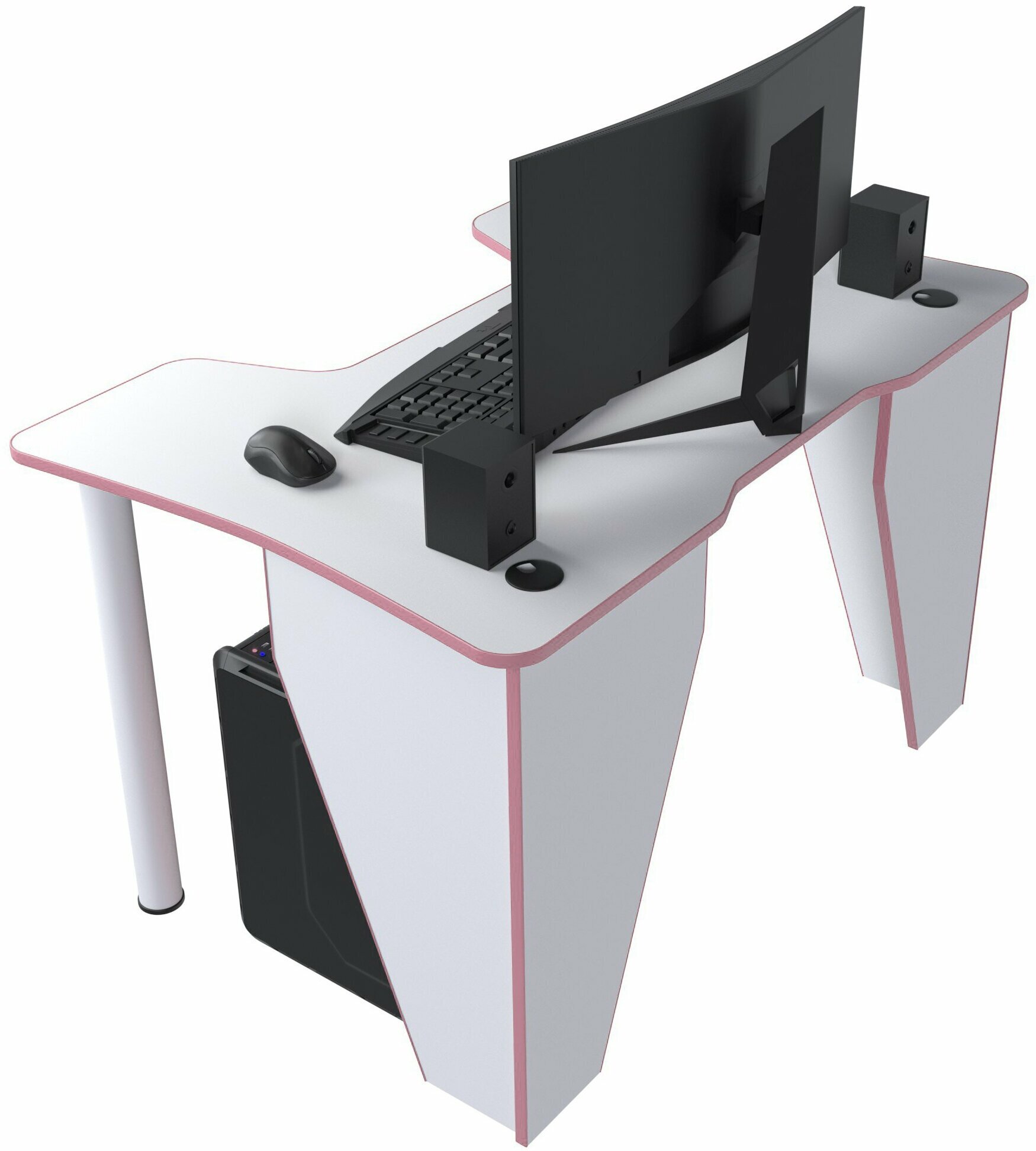 Геймерский игровой компьютерный письменный стол Вектор белый розовый - фотография № 10