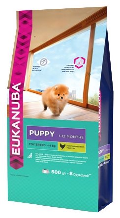 Корм для щенков миниатюрных пород Eukanuba Puppy Toy Breed <12 months сухой, 500г