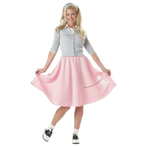 фото Костюм юбка розовая в стиле 50-х взрослый, s (42-44) california costumes