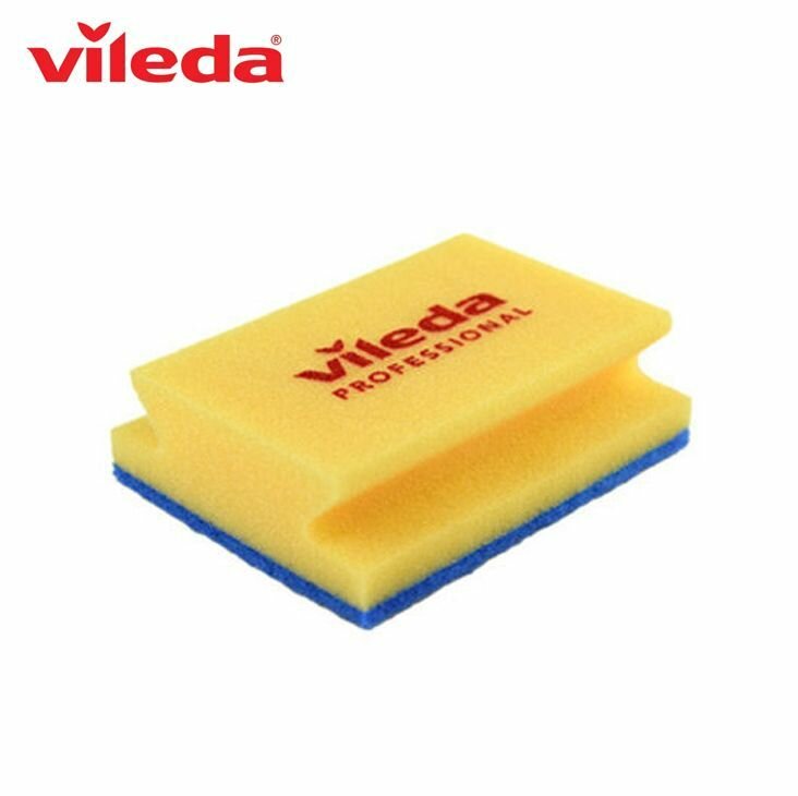 Губка для уборки большая Vileda Professional, для ванн и деликатных поверхностей санитарных зон, 16,5х13 см., Виледа 1 штука